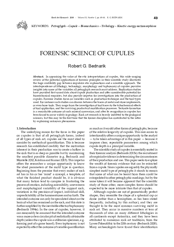Forensic science of cupules