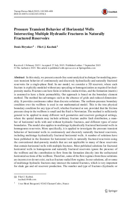 (PDF) Pressure Transient Behavior of Horizontal Wells Intersecting ...