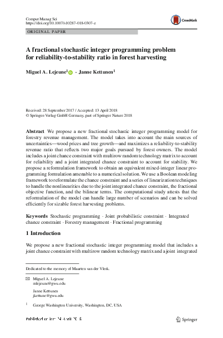 (PDF) A fractional stochastic integer programming problem for ...