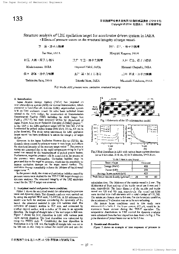(PDF) 133 Structure analysis of LBE spallation target for accelerator ...
