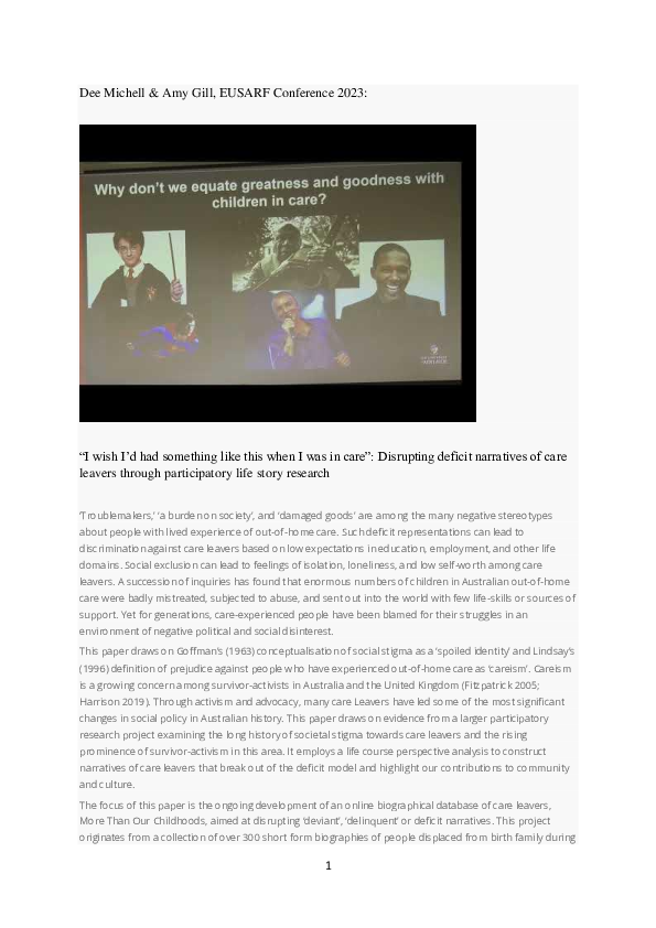 (PDF) “I wish I’d had something like this when I was in care ...