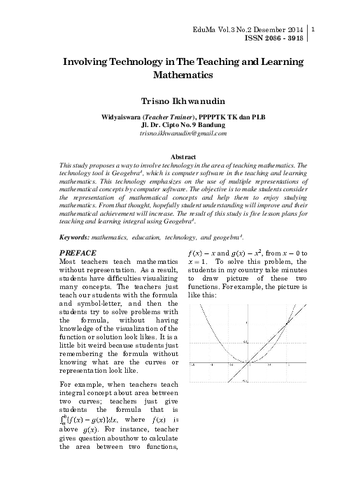 (PDF) Involving Technology in the Teaching and Learning Mathematics