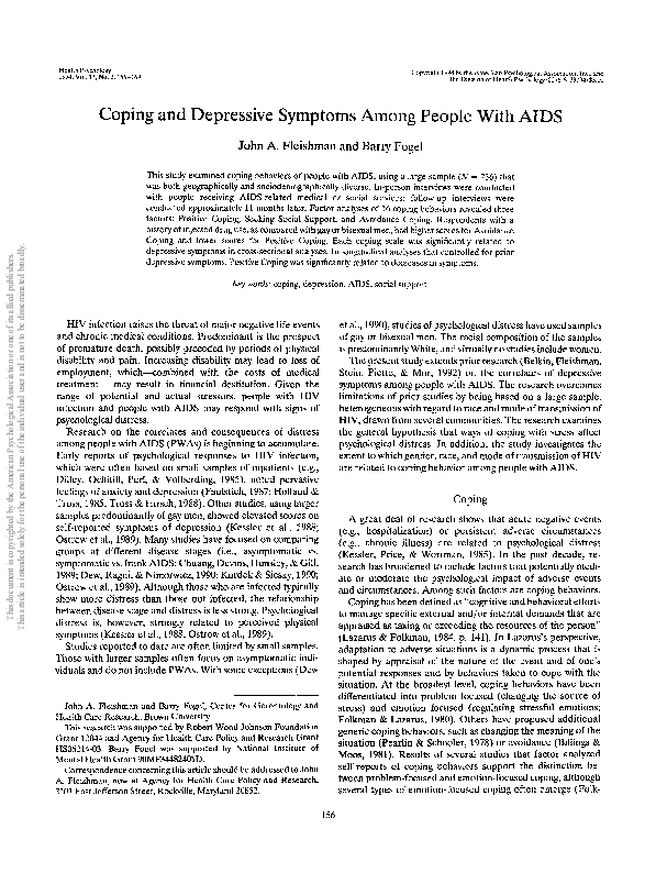 (PDF) Coping and depressive symptoms among young people with AIDS