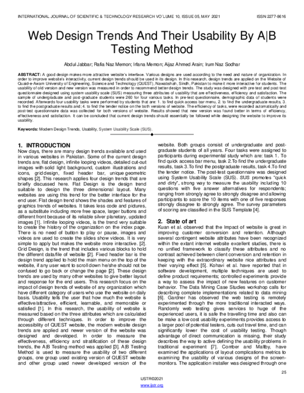 (PDF) Web Design Trends And Their Usability By A|B Testing Method