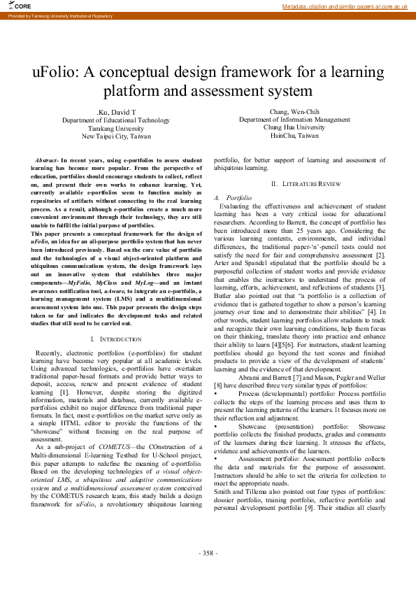 (PDF) uFolio: A conceptual design framework for a learning platform and ...