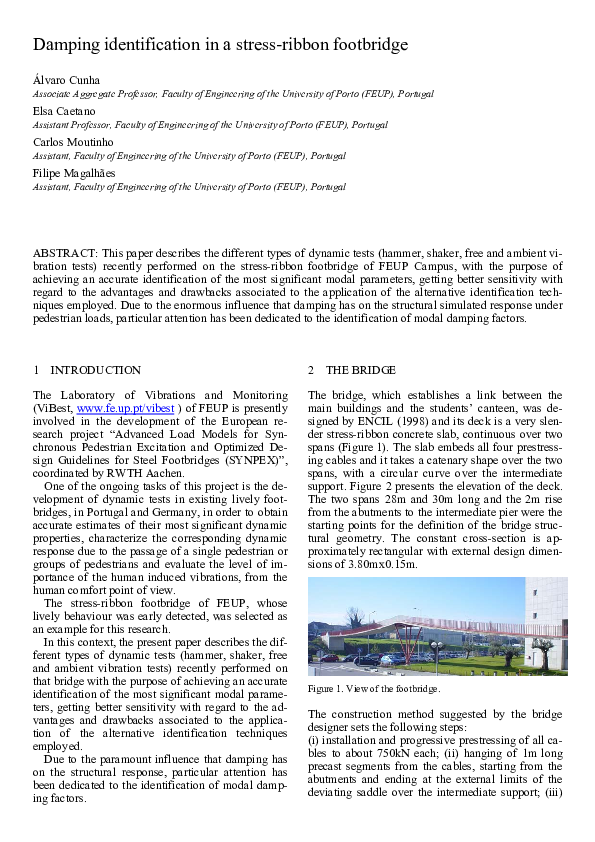 (PDF) Damping identification in a stress-ribbon footbridge