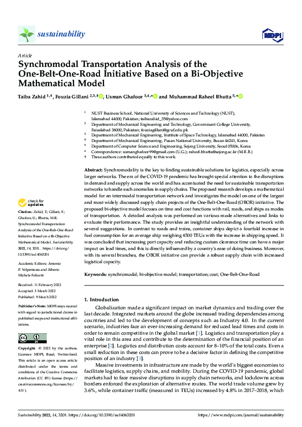 (PDF) Synchromodal Transportation Analysis of the One-Belt-One-Road ...