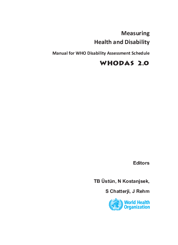 (PDF) Measuring health and disability: manual for WHO Disability ...