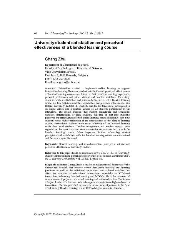 (PDF) University student satisfaction and perceived effectiveness of a ...