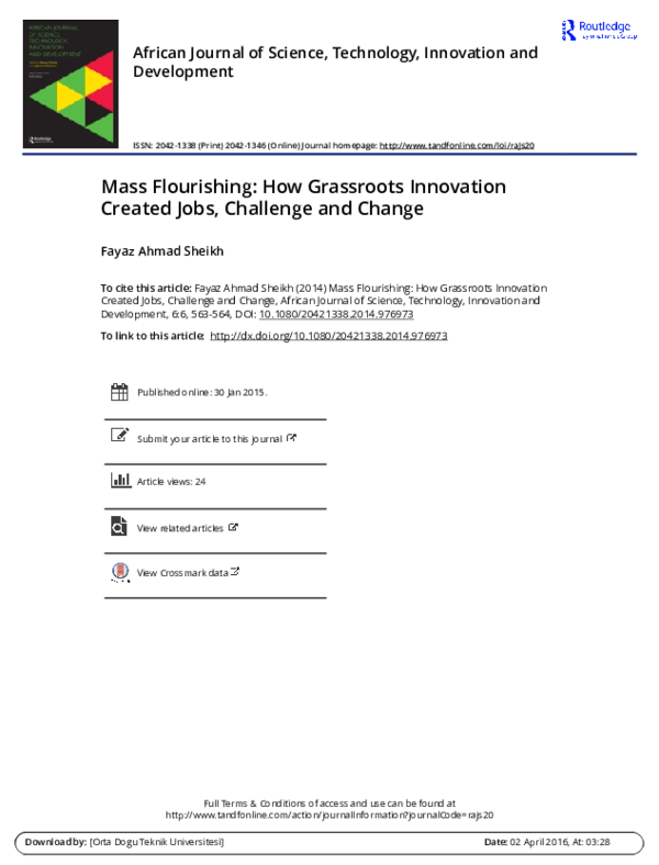 (PDF) Mass Flourishing: How Grassroots Innovation Created Jobs ...