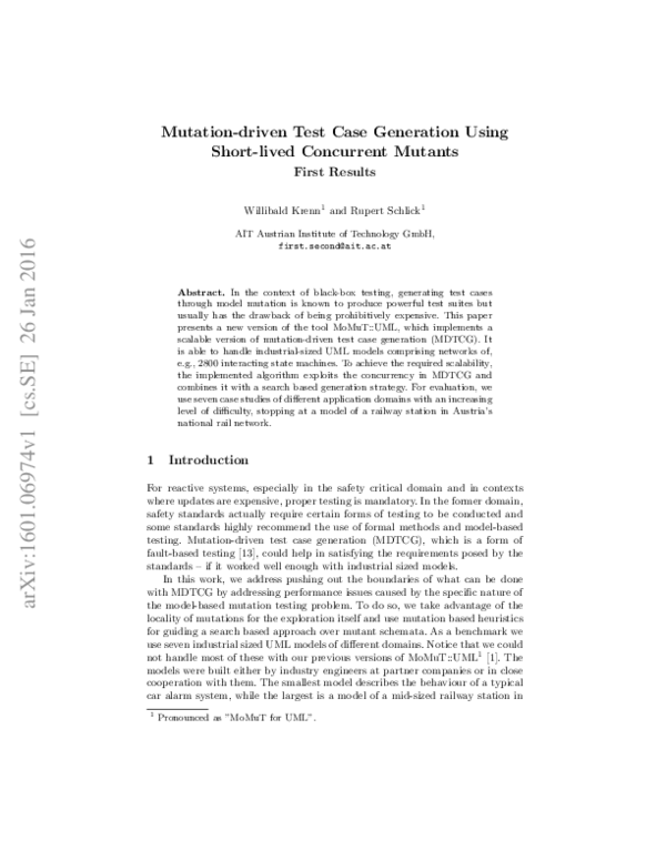 (PDF) Mutation-driven Test Case Generation Using Short-lived Concurrent ...