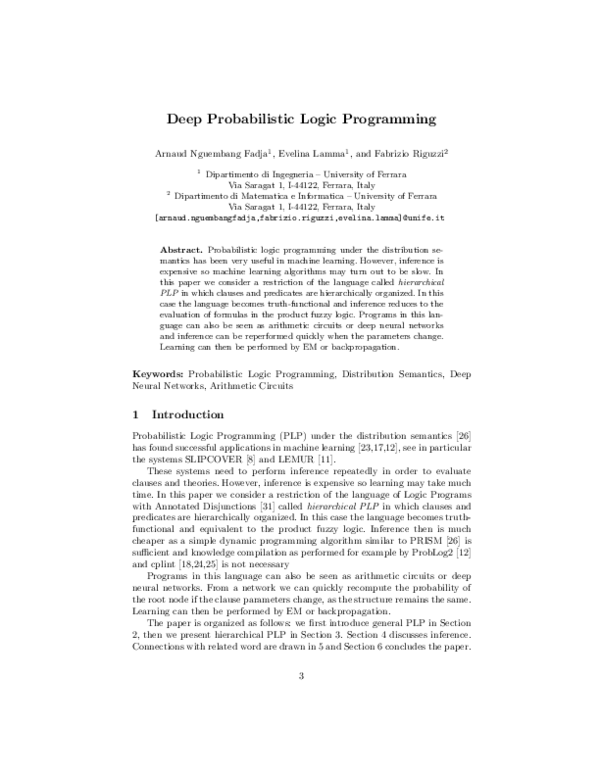 (PDF) Probabilistic Logic Programming in Action