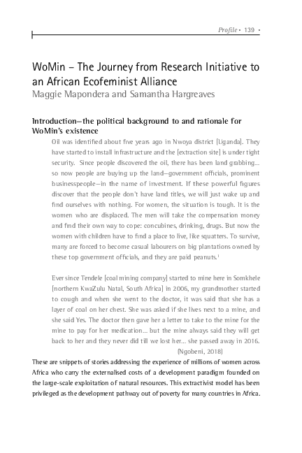 (PDF) WoMin – The Journey from Research Initiative to an African ...