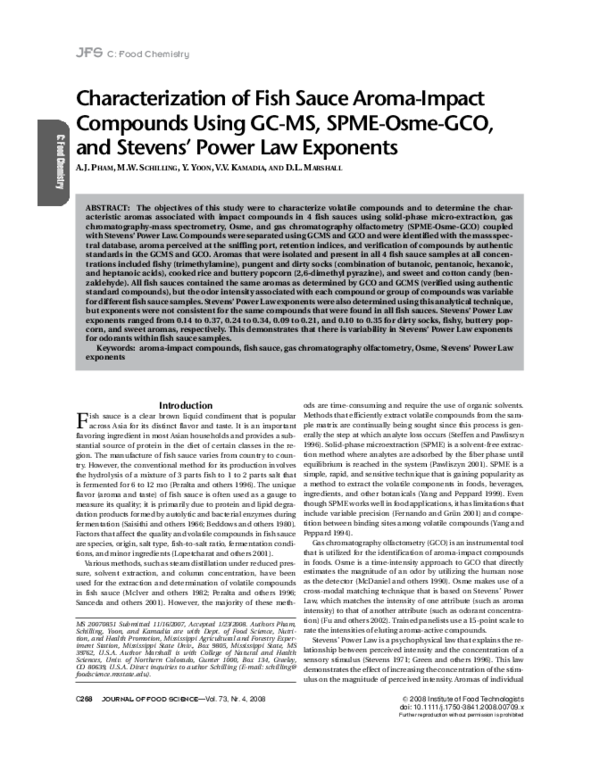 (PDF) Characterization of Fish Sauce Aroma-Impact Compounds Using GC-MS ...