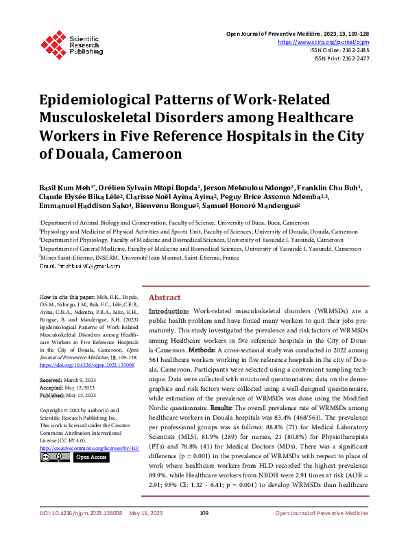 (PDF) Epidemiological Patterns of Work-Related Musculoskeletal ...