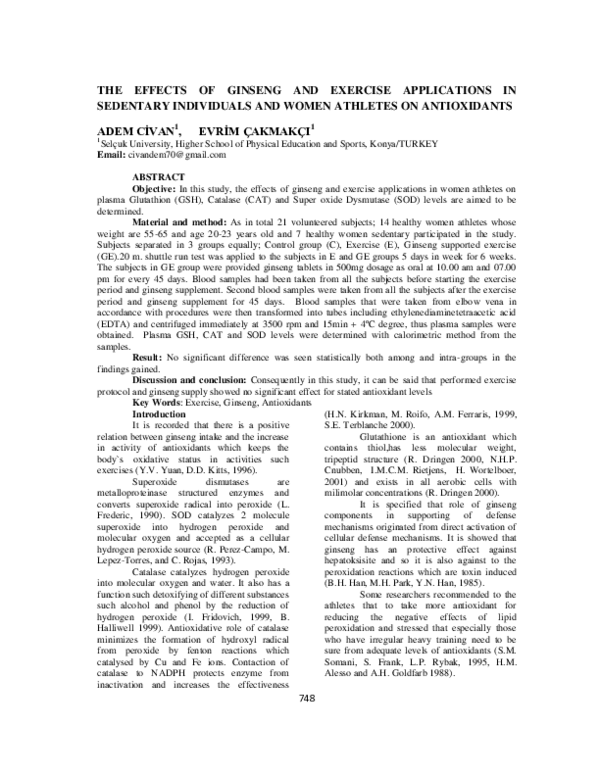 (PDF) The effects of ginseng and exercise applications in sedentary ...