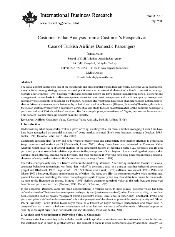 (PDF) Customer Value Analysis from a Customer's Perspective: Case of ...