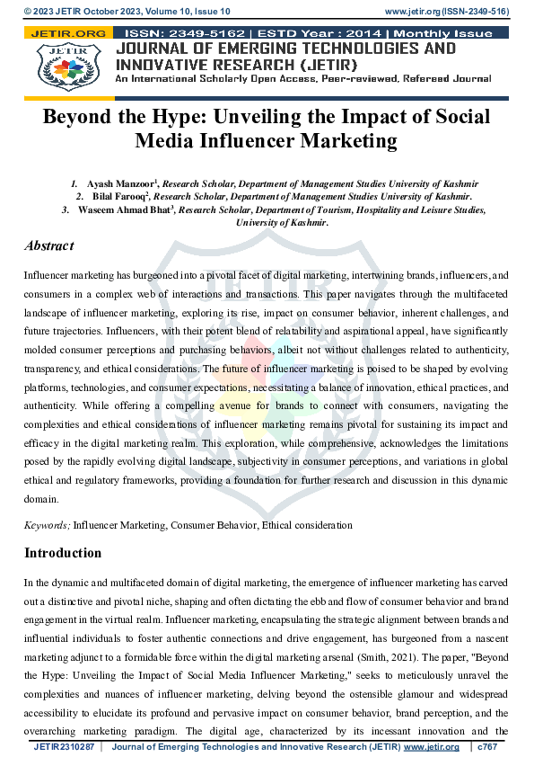 (PDF) Beyond the Hype: Unveiling the Impact of Social Media Influencer ...