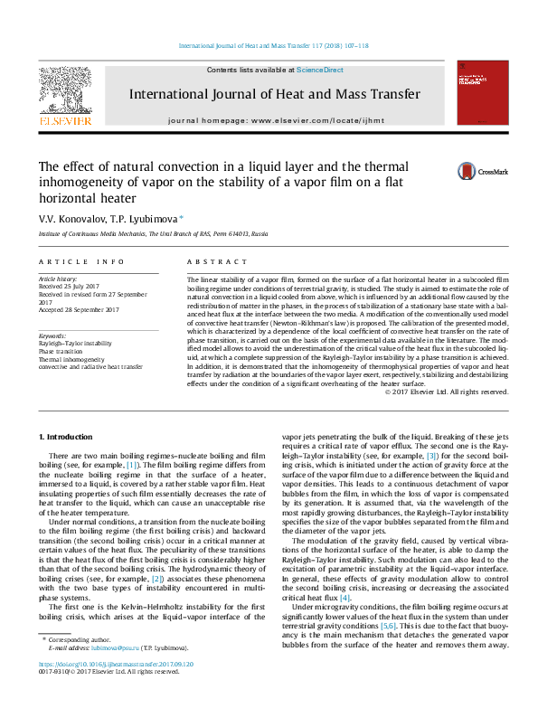 (PDF) The effect of natural convection in a liquid layer and the ...