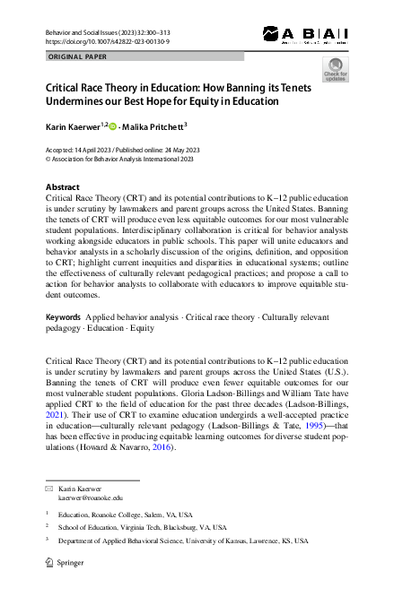 (PDF) Critical Race Theory in Education: How Banning its Tenets ...