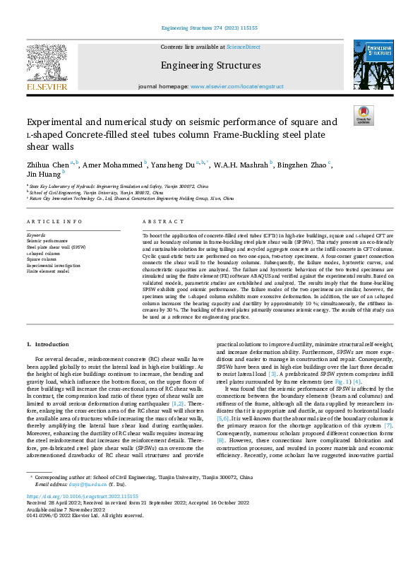 (PDF) Experimental and numerical study on seismic performance of square ...