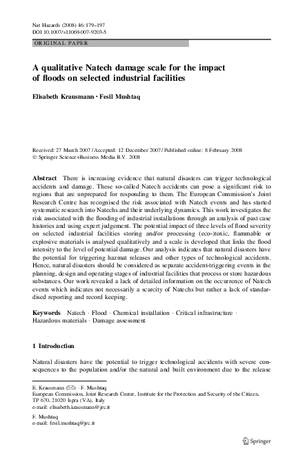 (PDF) A qualitative Natech damage scale for the impact of floods on ...