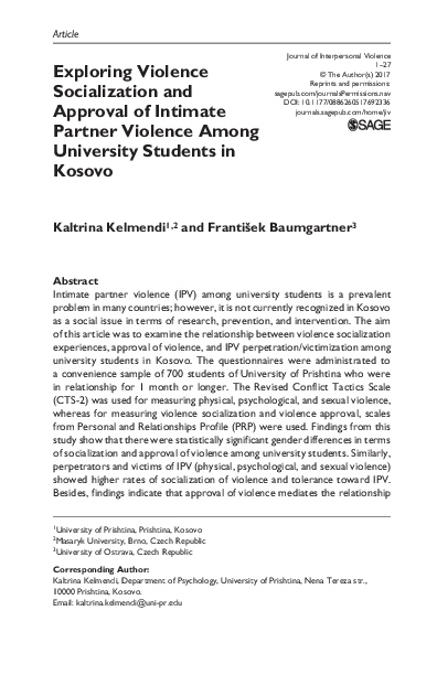(PDF) Exploring Violence Socialization and Approval of Intimate Partner ...