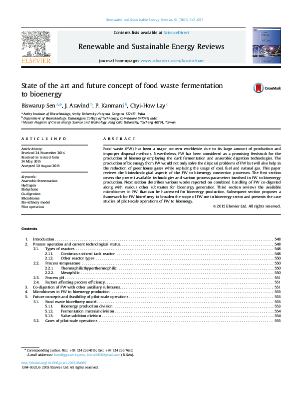 (PDF) State of the art and future concept of food waste fermentation to ...