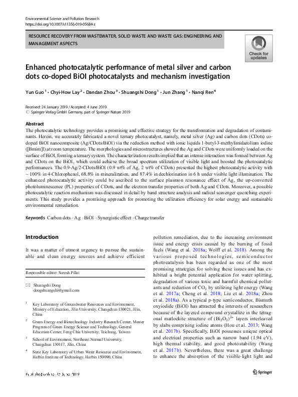 (PDF) Enhanced photocatalytic performance of metal silver and carbon ...