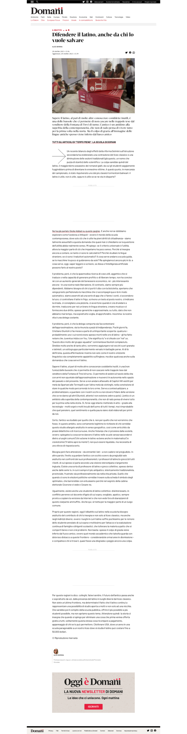 Difendere il latino, anche da chi lo vuole salvare