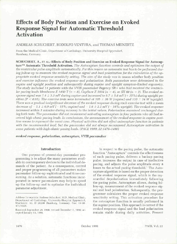 (PDF) Effects of Body Position and Exercise on Evoked Response Signal ...