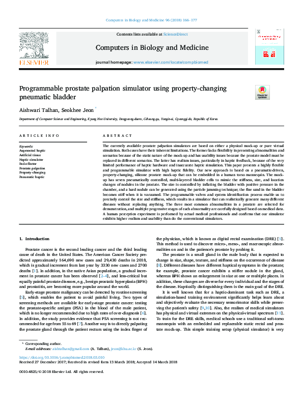 (PDF) Programmable prostate palpation simulator using property-changing ...