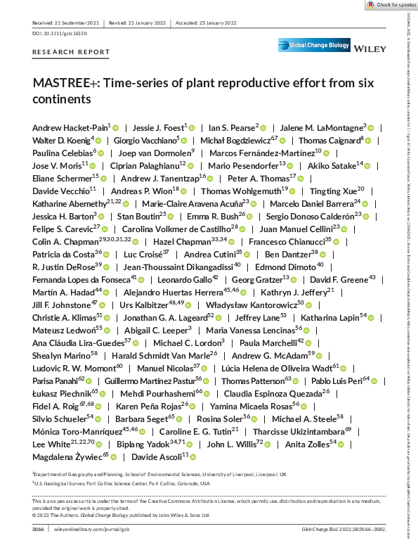 (PDF) MASTREE+: Time‐series of plant reproductive effort from six ...
