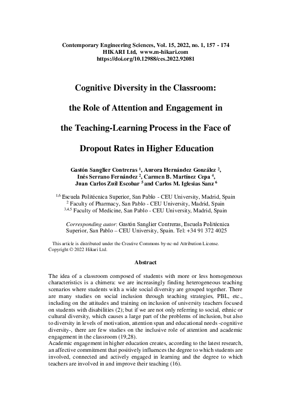 (PDF) Cognitive diversity in the classroom: the role of attention and ...