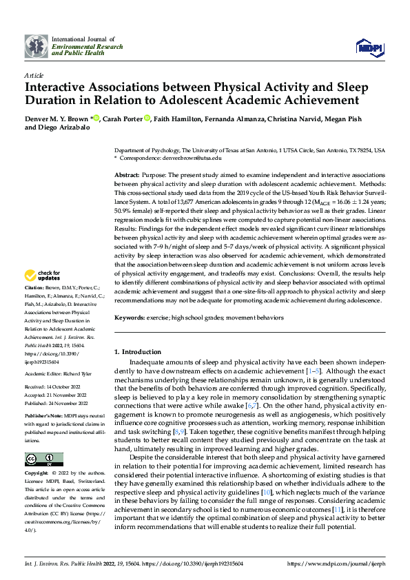 (PDF) Interactive Associations between Physical Activity and Sleep ...