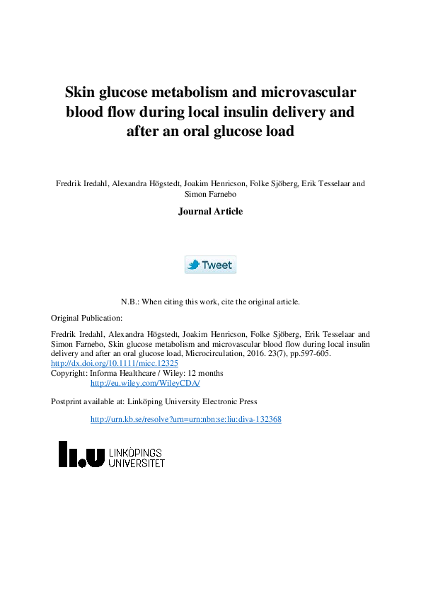 (PDF) Skin glucose metabolism and microvascular blood flow during local ...