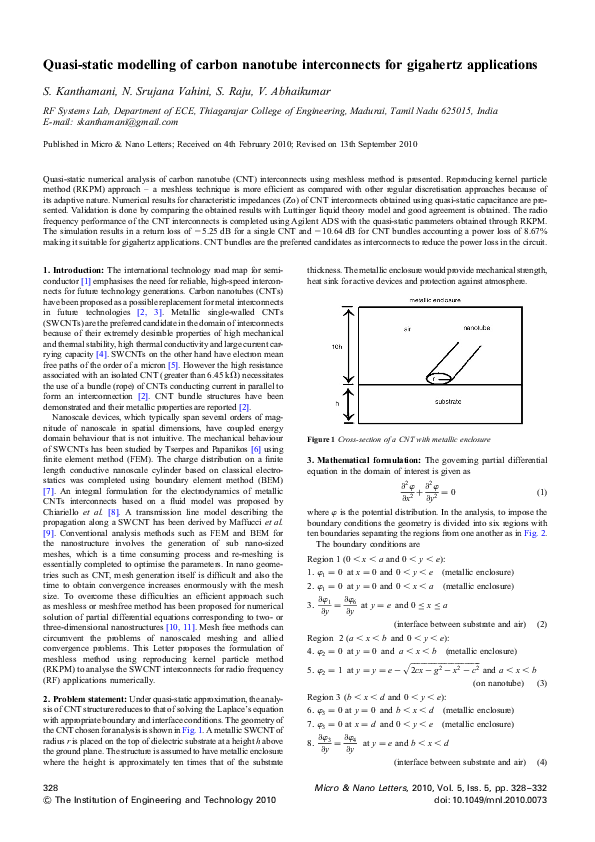 (PDF) Quasi-static modelling of carbon nanotube interconnects for ...
