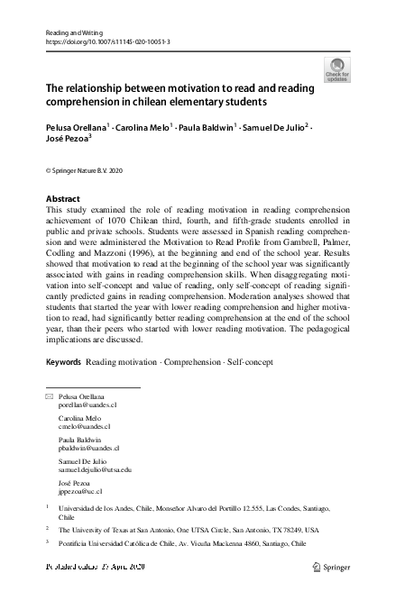 (PDF) The relationship between motivation to read and reading ...