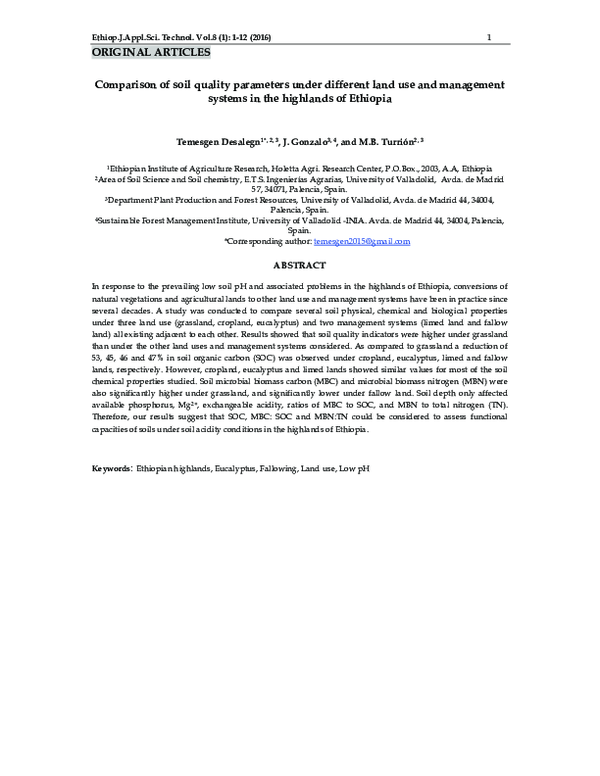 (PDF) Comparison of soil quality parameters under different land use ...