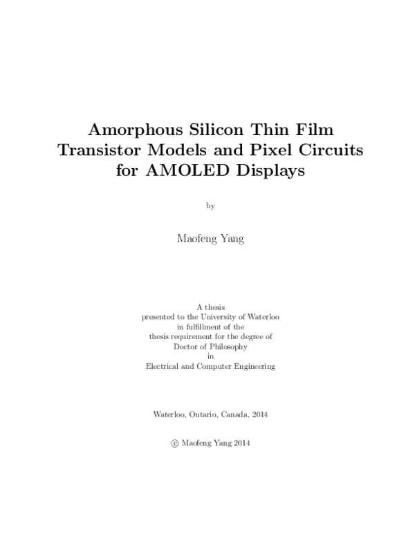 (PDF) Amorphous Silicon Thin Film Transistor Models and Pixel Circuits ...