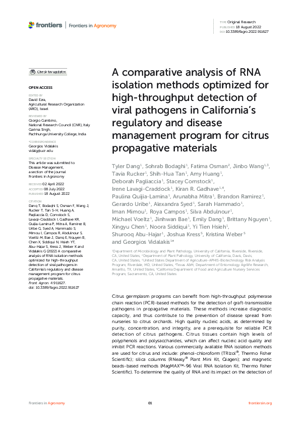 (PDF) A comparative analysis of RNA isolation methods optimized for ...