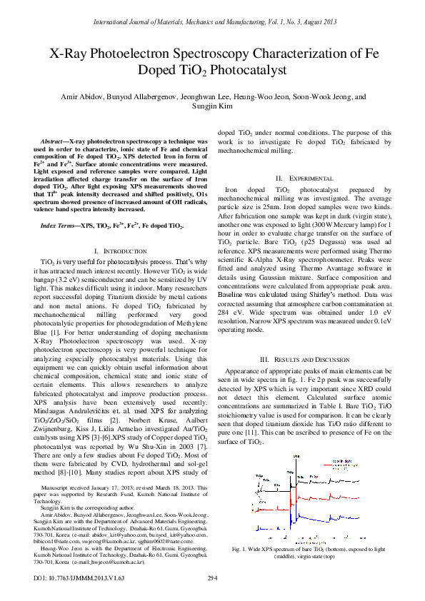 (PDF) X‐ray Photoelectron Spectroscopy Characterization of Ion‐Beam ...