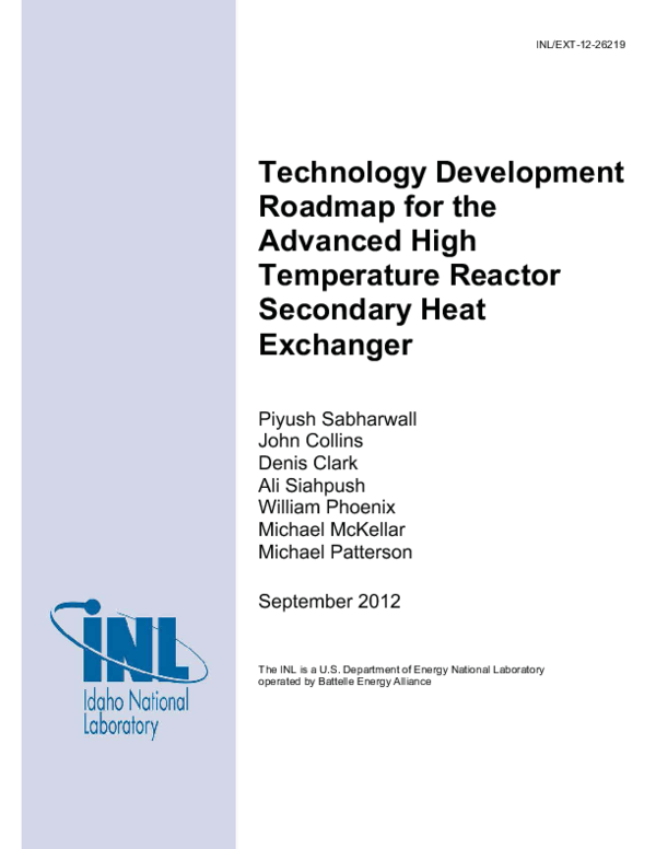 (PDF) Technology Development Roadmap for the Advanced High Temperature ...