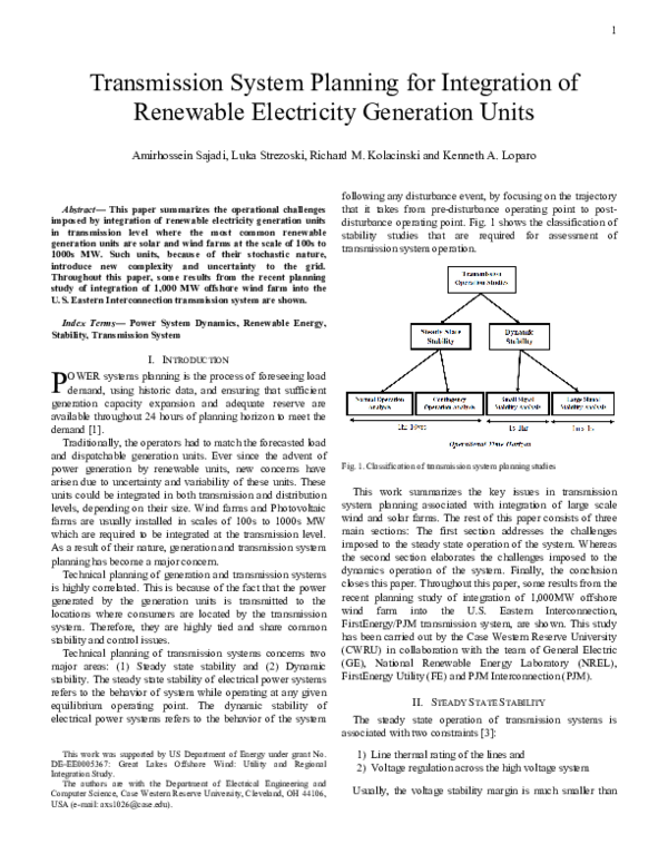 (PDF) Transmission System Planning for Integration of Renewable ...