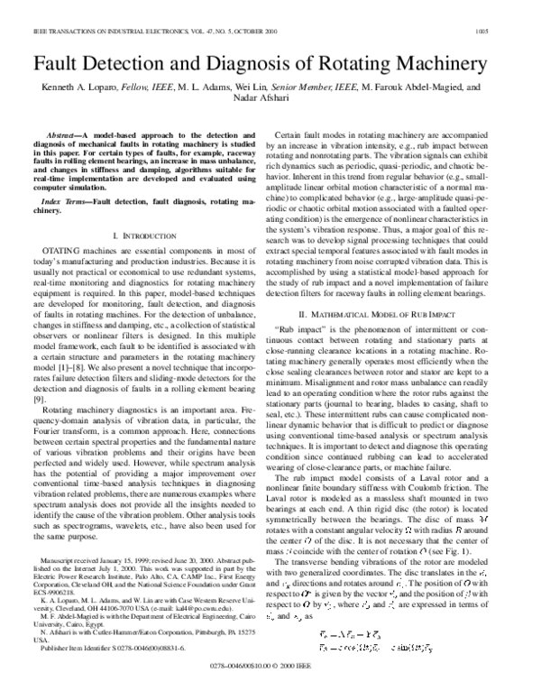 (PDF) Fault detection and diagnosis of rotating machinery | Kenneth ...