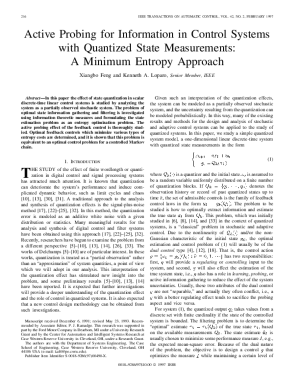 (PDF) Active probing for information in control systems with quantized ...