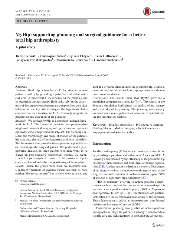 (PDF) MyHip: supporting planning and surgical guidance for a better ...