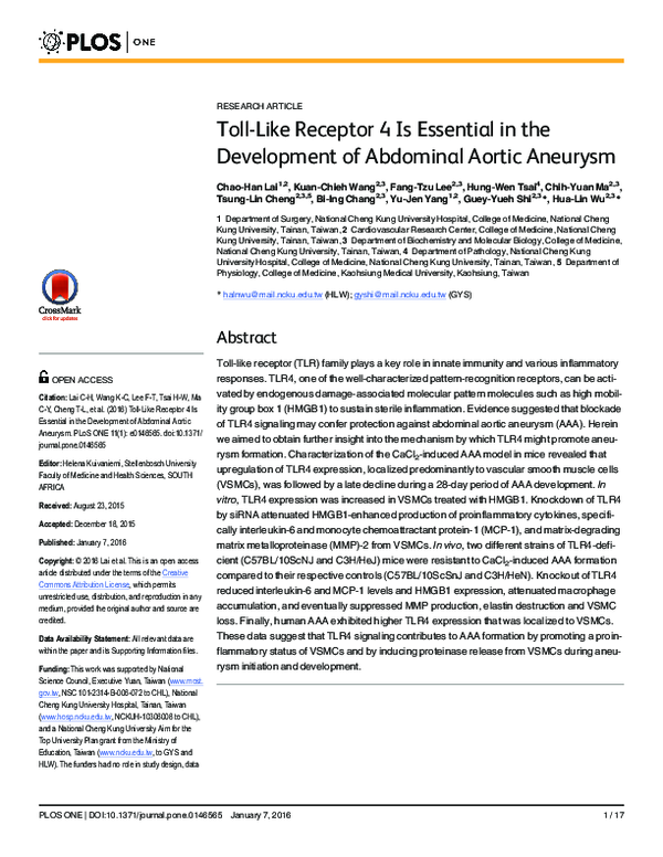 (PDF) Toll-Like Receptor 4 Is Essential in the Development of Abdominal ...