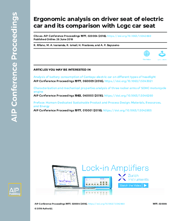(PDF) Ergonomic analysis on driver seat of electric car and its ...
