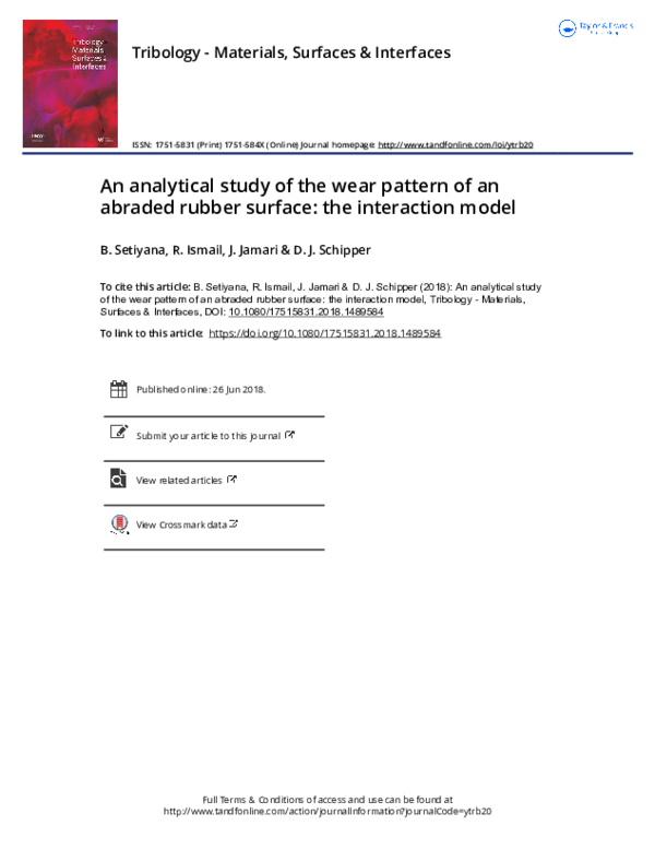 (PDF) An analytical study of the wear pattern of an abraded rubber ...